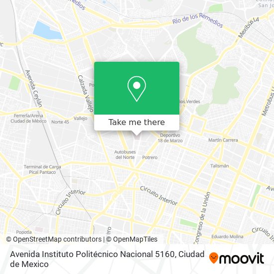 Mapa de Avenida Instituto Politécnico Nacional 5160