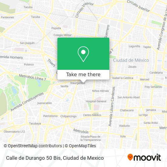 Mapa de Calle de Durango 50 Bis