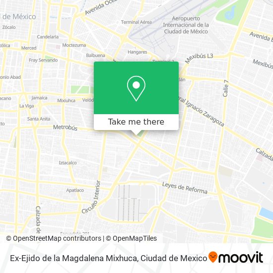 Mapa de Ex-Ejido de la Magdalena Mixhuca