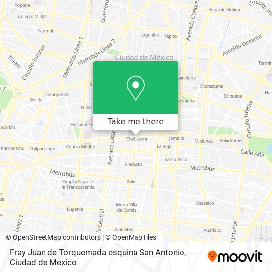 Mapa de Fray Juan de Torquemada esquina San Antonio