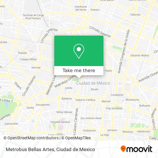 Metrobus Bellas Artes map