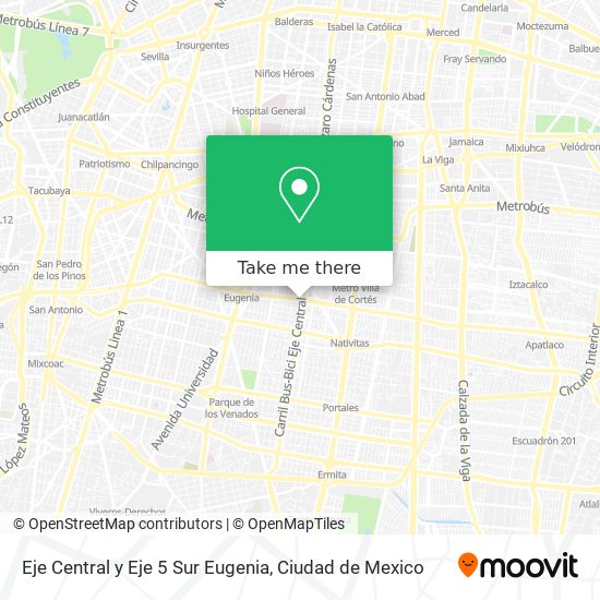 Mapa de Eje Central y Eje 5 Sur Eugenia