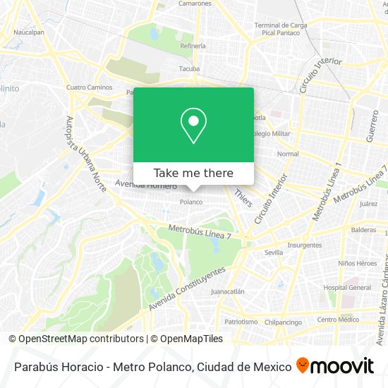 Parabús Horacio - Metro Polanco map