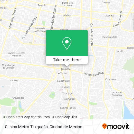 How to get to Clinica Metro Taxqueña in Benito Juárez by Bus or Metro?