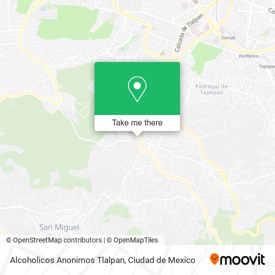 Mapa de Alcoholicos Anonimos Tlalpan