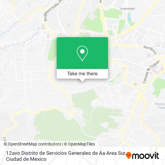 Mapa de 12avo Distrito de Servicios Generales de Aa Area Sur