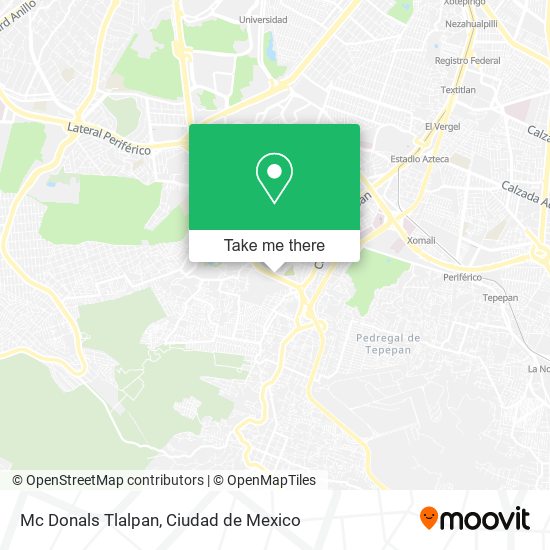 Mapa de Mc Donals Tlalpan