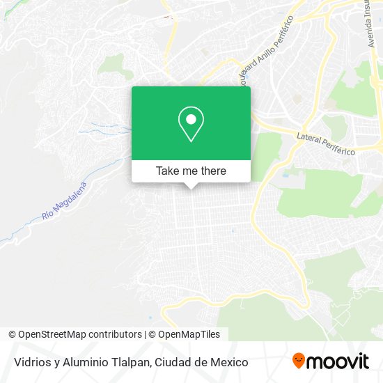 Mapa de Vidrios y Aluminio Tlalpan