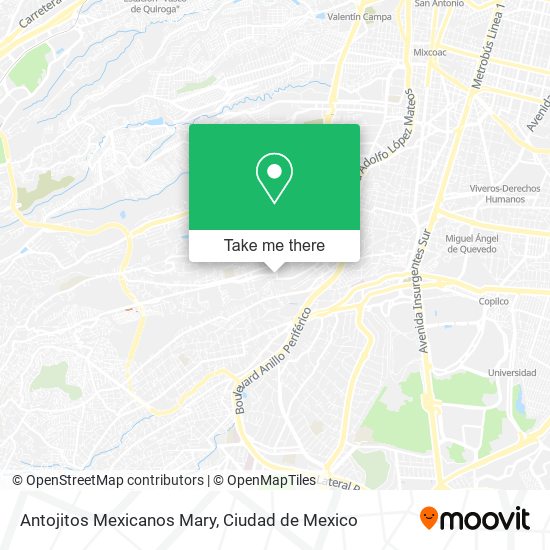 Antojitos Mexicanos Mary map