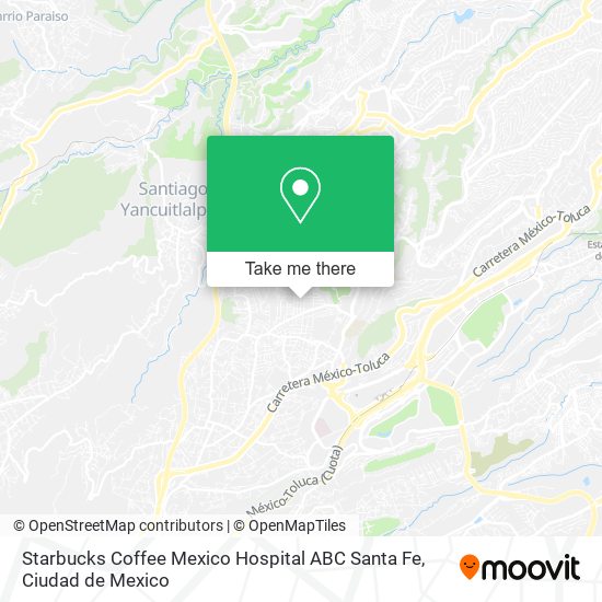 Starbucks Coffee Mexico Hospital ABC Santa Fe map