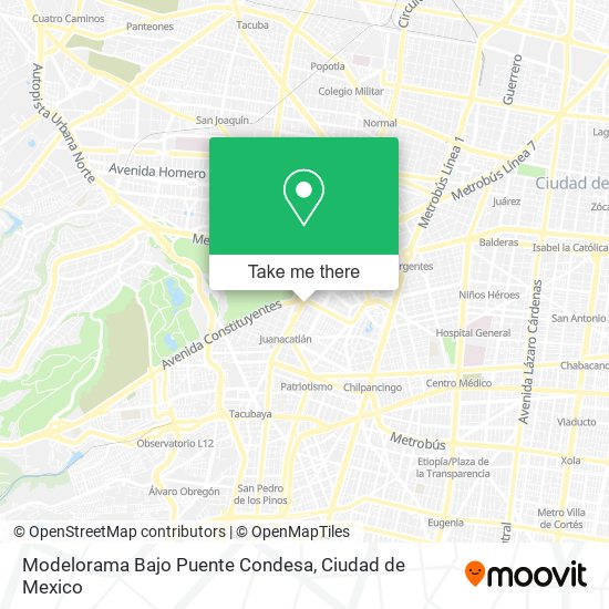 Mapa de Modelorama Bajo Puente Condesa