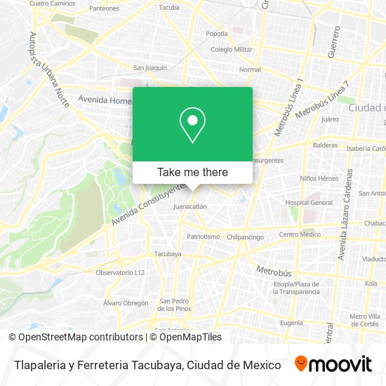 Mapa de Tlapaleria y Ferreteria Tacubaya