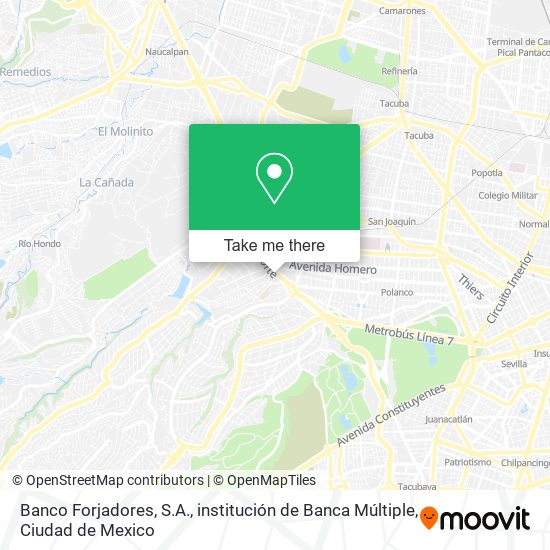 Mapa de Banco Forjadores, S.A., institución de Banca Múltiple