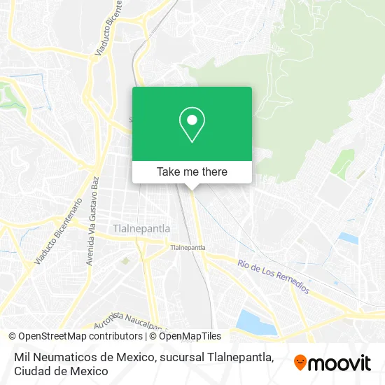 Mapa de Mil Neumaticos de Mexico, sucursal Tlalnepantla