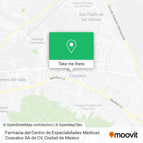 Mapa de Farmacia del Centro de Especialidades Medicas Coacalco SA de CV