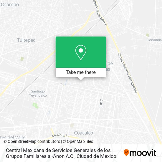 Central Mexicana de Servicios Generales de los Grupos Familiares al-Anon A.C. map