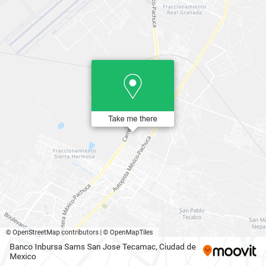 Banco Inbursa Sams San Jose Tecamac map