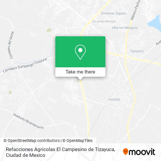 Mapa de Refacciones Agricolas El Campesino de Tizayuca