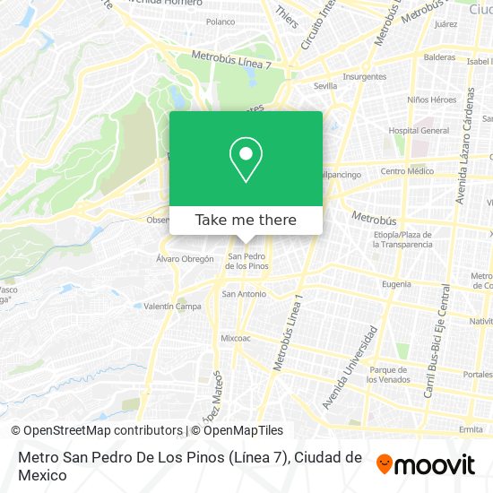 Metro San Pedro De Los Pinos (Línea 7) map