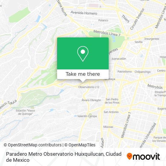 Paradero Metro Observatorio Huixquilucan map