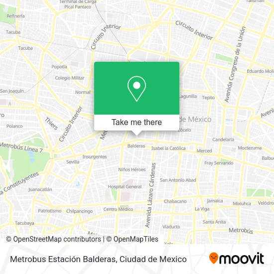 Mapa de Metrobus Estación Balderas