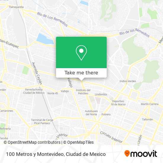 100 Metros y Montevideo map