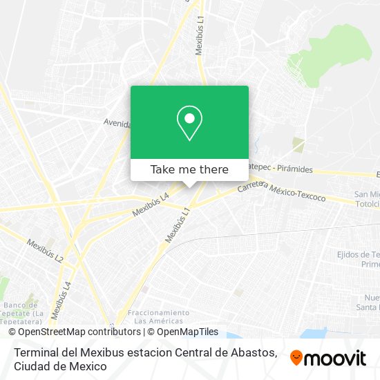 Mapa de Terminal del Mexibus estacion Central de Abastos