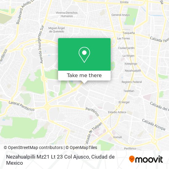 Nezahualpilli Mz21 Lt 23 Col Ajusco map