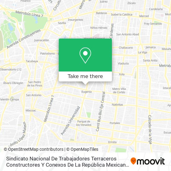 Sindicato Nacional De Trabajadores Terraceros Constructores Y Conexos De La República Mexicana map