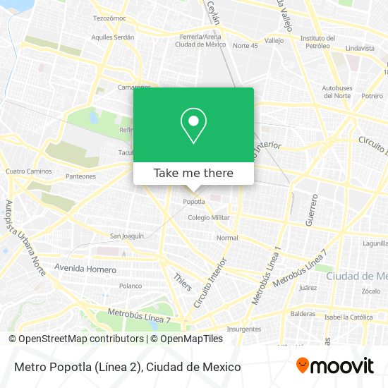 Mapa de Metro Popotla (Línea 2)
