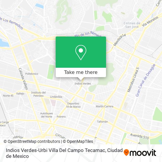 Indios Verdes-Urbi Villa Del Campo Tecamac map