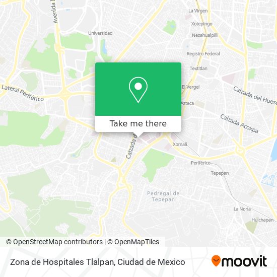 Zona de Hospitales Tlalpan map