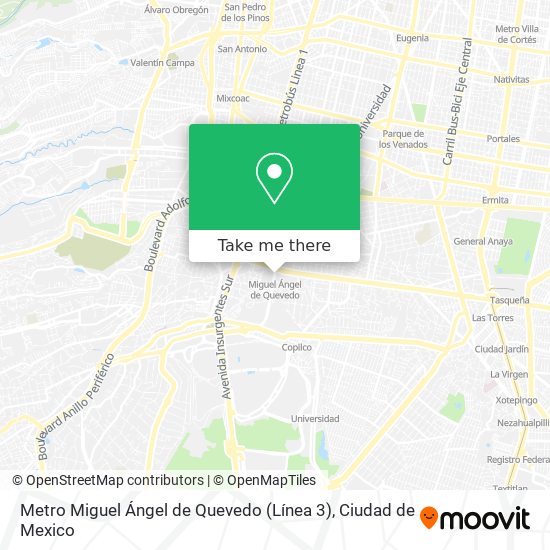 Metro Miguel Ángel de Quevedo (Línea 3) map