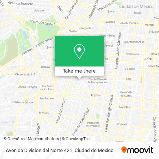 Mapa de Avenida Division del Norte 421