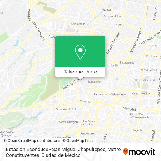 Mapa de Estación Econduce - San Miguel Chapultepec, Metro Constituyentes