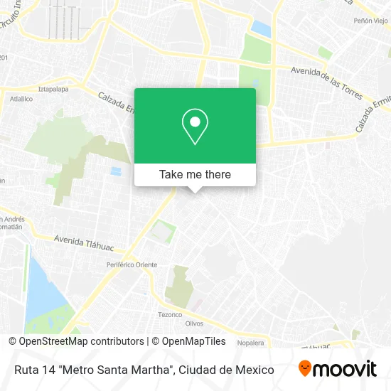 Ruta 14 "Metro Santa Martha" map