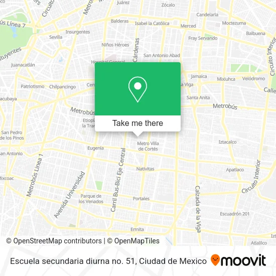 Escuela secundaria diurna no. 51 map