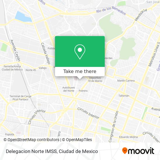 Delegacion Norte IMSS map