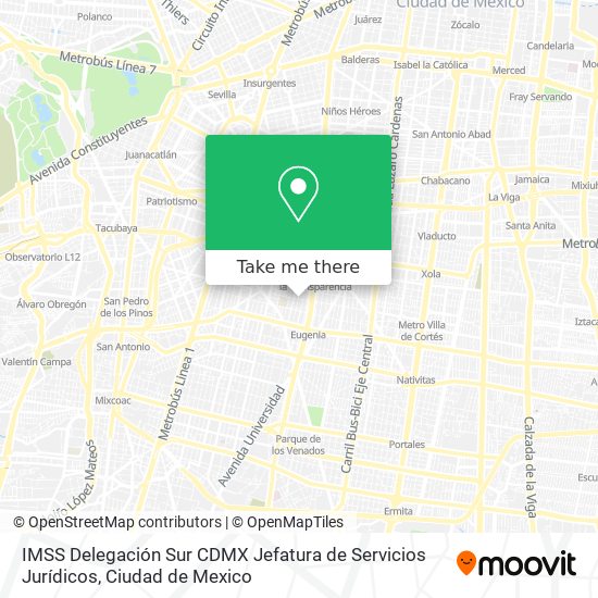 IMSS Delegación Sur CDMX Jefatura de Servicios Jurídicos map