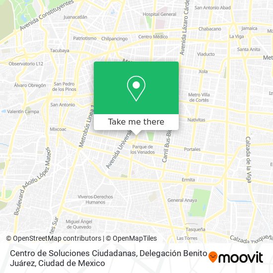 Mapa de Centro de Soluciones Ciudadanas, Delegación Benito Juárez