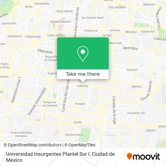 Mapa de Universidad Insurgentes Plantel Sur I