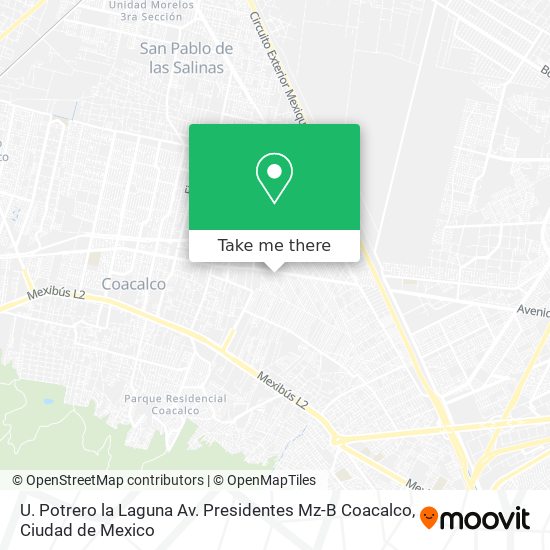 Mapa de U. Potrero la Laguna Av. Presidentes Mz-B Coacalco