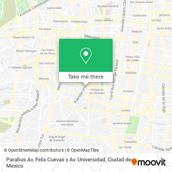 Parabus Av. Felix Cuevas y Av. Universidad map