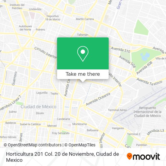 Horticultura 201 Col. 20 de Noviembre map