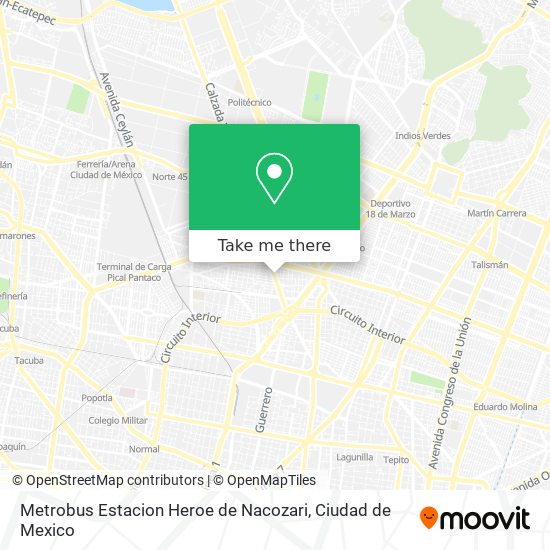 Mapa de Metrobus Estacion Heroe de Nacozari