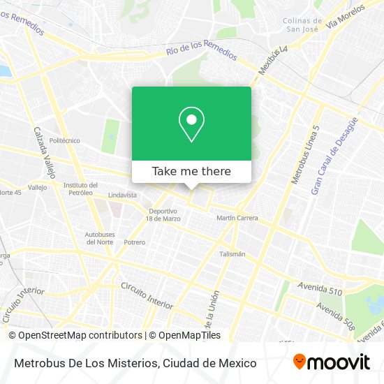 Metrobus De Los Misterios map