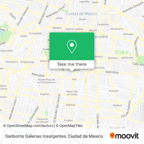 Sanborns Galerias Insurgentes map