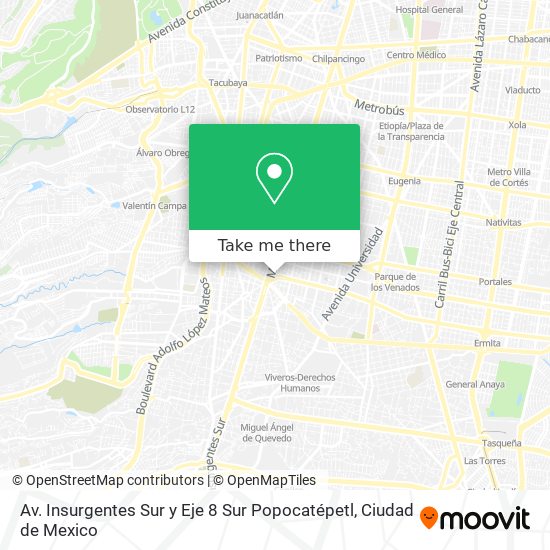 Mapa de Av. Insurgentes Sur y Eje 8 Sur Popocatépetl