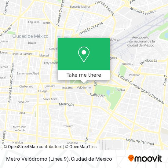 Mapa de Metro Velódromo (Línea 9)
