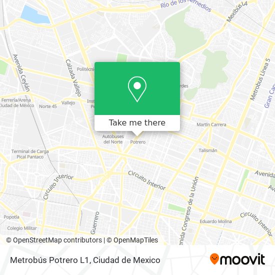 Mapa de Metrobús Potrero L1